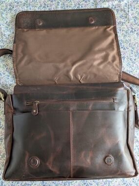 Leather Messenger Bag for Men 16" Leather Laptop Bag Vintage Crossbod